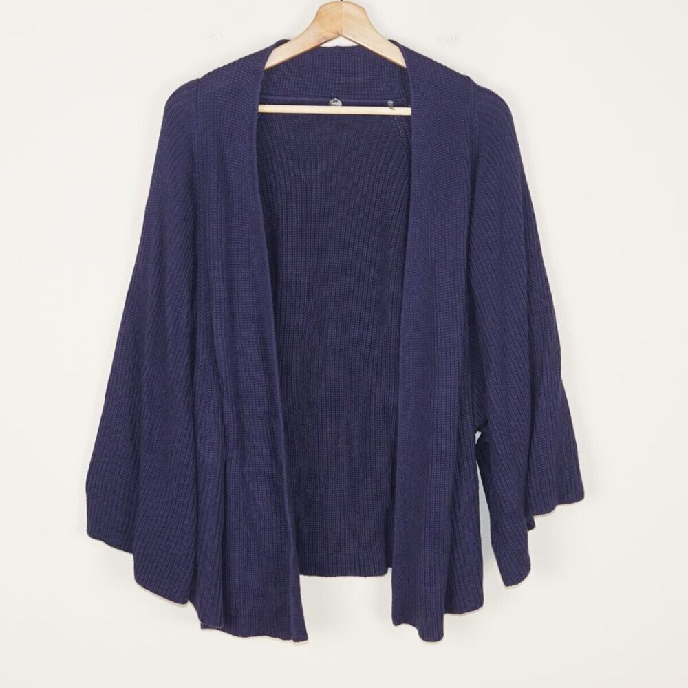 Margaret O'Leary Cotton Blue Knit Wide Sleeve Angel Cardigan Womens Sz XS / S